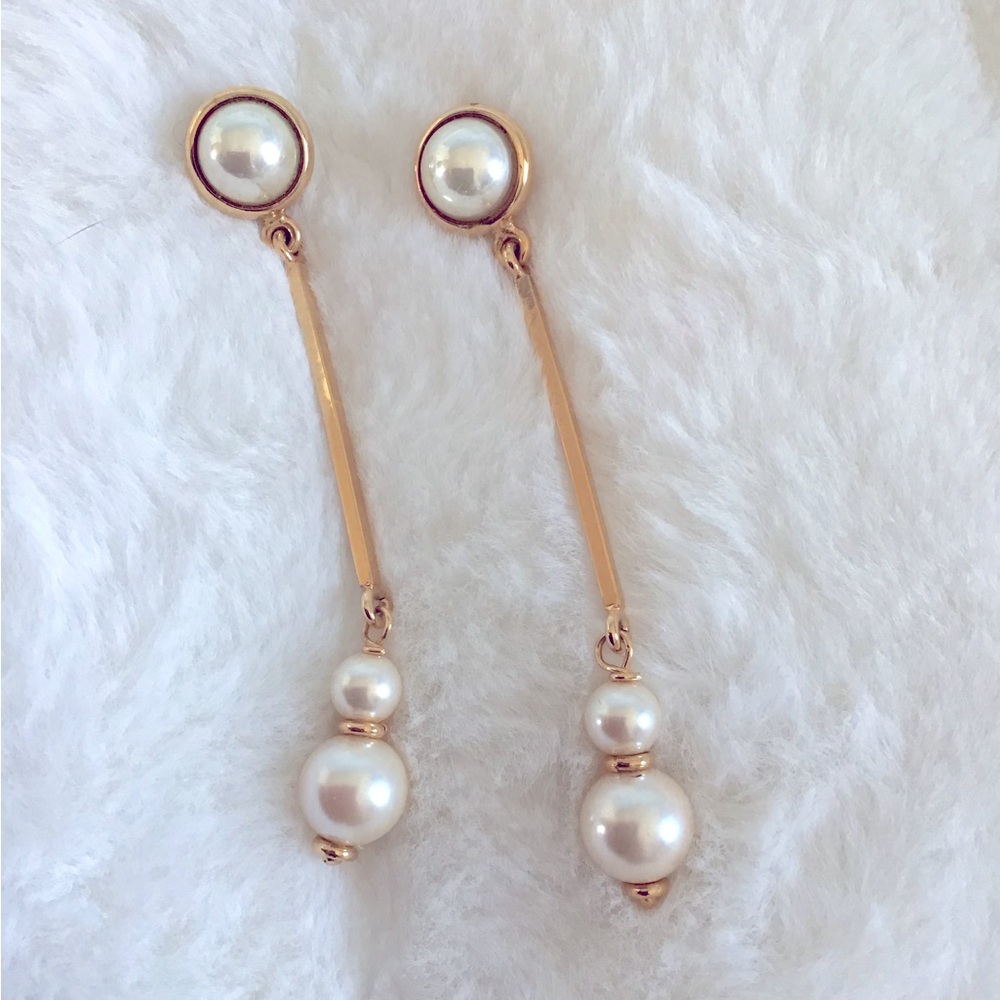 Bijoux Cascio elegant Pendant golden plated earrings with pearls New